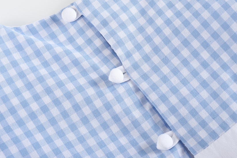Light Blue Gingham Bow Dress
