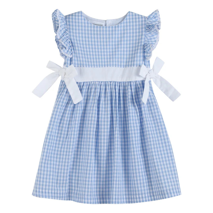 Light Blue Gingham Bow Dress