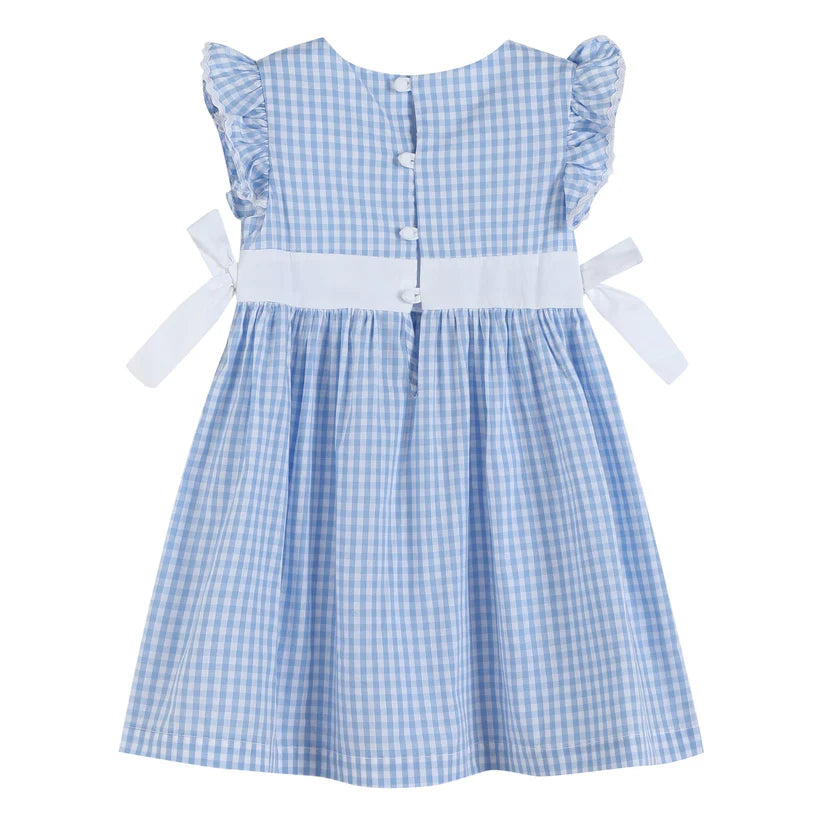 Light Blue Gingham Bow Dress