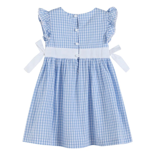 Light Blue Gingham Bow Dress